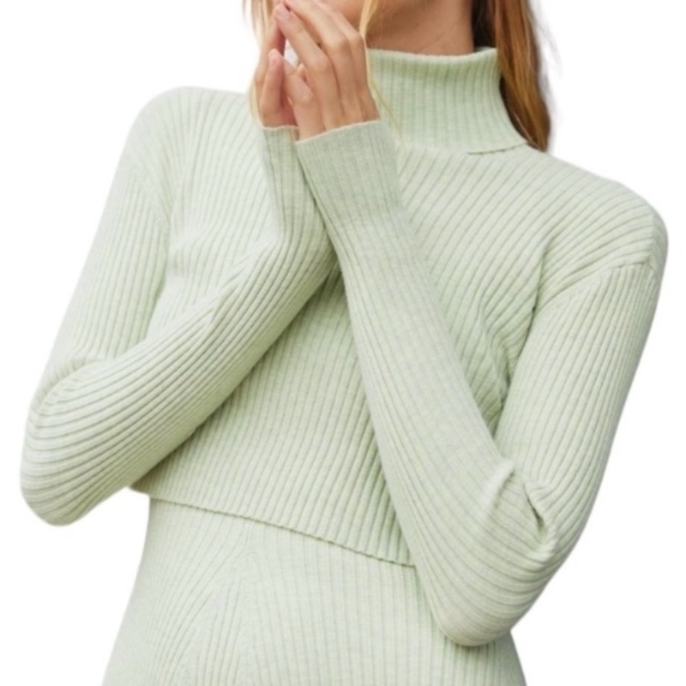 NWT Maeve By Anthropologie 2pc Set Flouncy Dress & Pullover Sweater Mint Green M - Picture 2 of 15